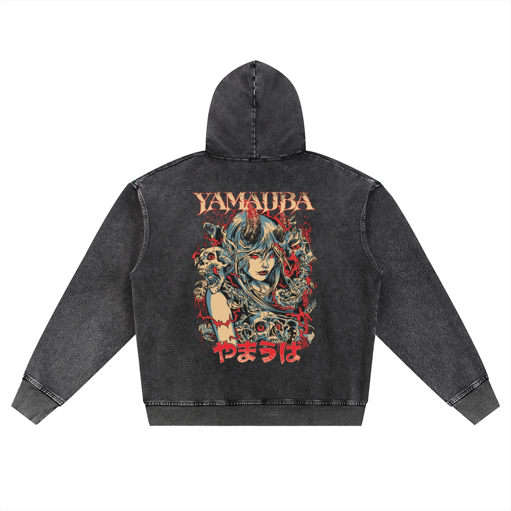 Snow Wash Oversized Zip-Up Hoodie